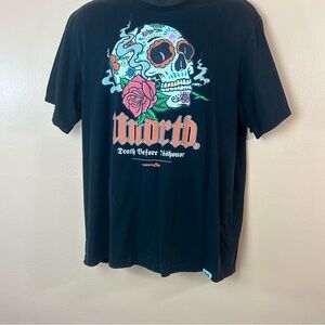 UNDRTD Black Sugar Skull Spellout Logo T-Shirt L